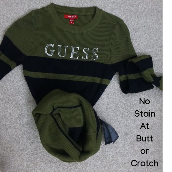 NWOT Guess Logo Rhinestone Ribbed Sweater Dress (Size M) - Picture 7 of 13